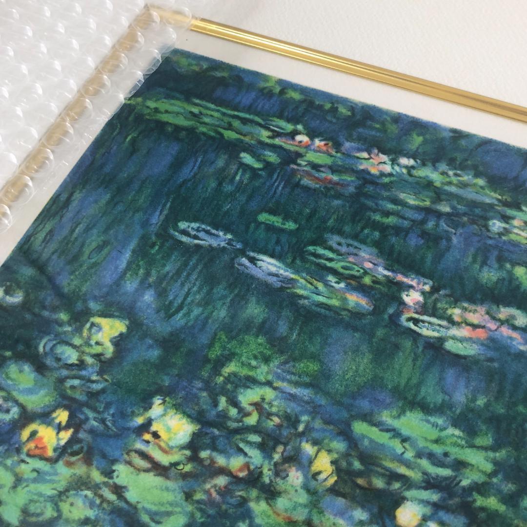 クロード・モネ　睡蓮　リトグラフ　版画【新品】500部限定　ジクレー　額装　額入