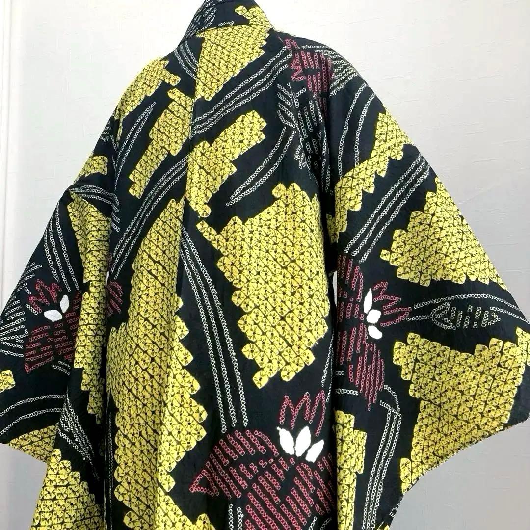 masami 有松絞り浴衣・蜘蛛絞り　菖蒲　身丈169・裄74No.-50