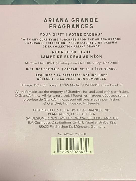 アリアナグランデ ネオンデスクライト　中古