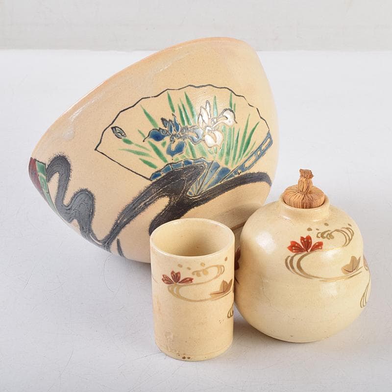 茶道具　前端雅峯作　錆塗茶箱　祥豊造　茶碗など　九点　一式　共箱　M　R9463