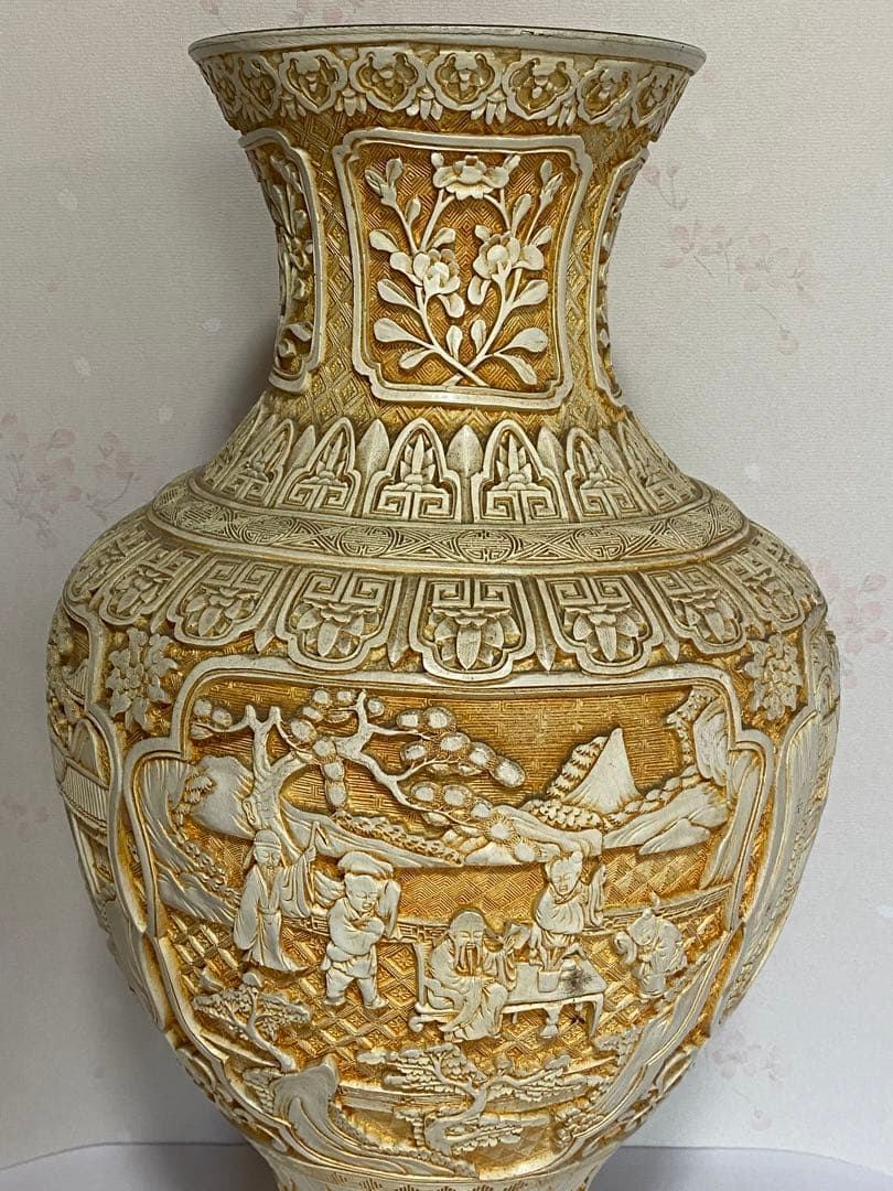 ♦ 中国美術伝統工芸品 楼閣山水 瓶 置物飾り美術品 ディスプレイ 骨董品