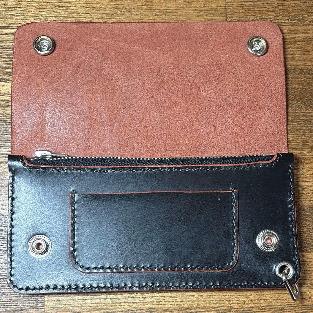 茶芯ハンドメイドトラッカーウォレット タロンジップ