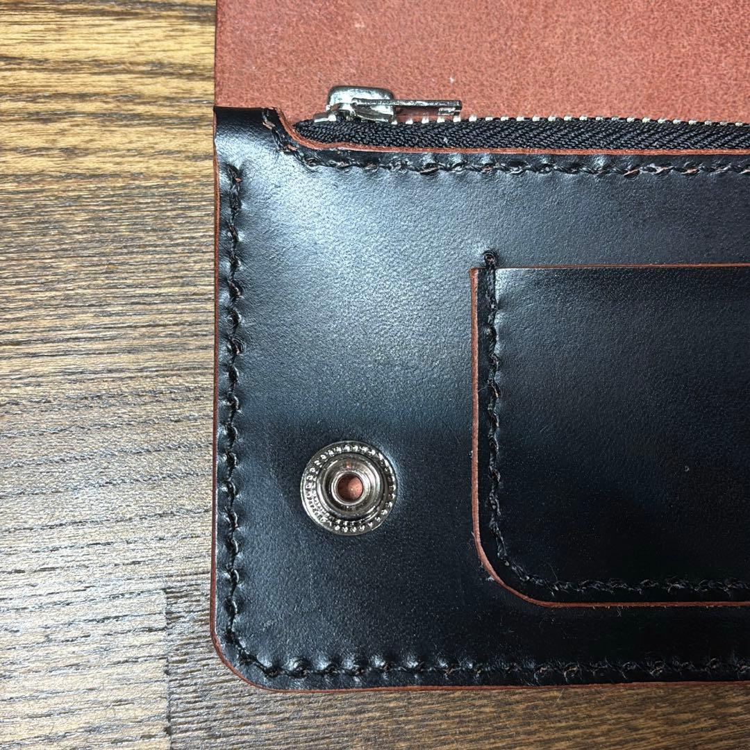 茶芯ハンドメイドトラッカーウォレット タロンジップ