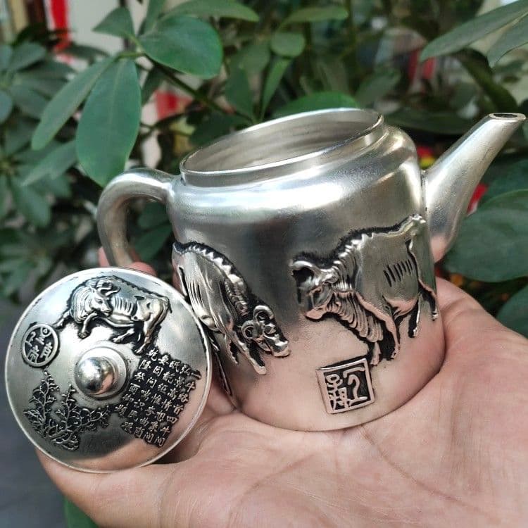 銅製 五牛急須 徳利 煎茶器 装飾品 工芸品 美術品 置物