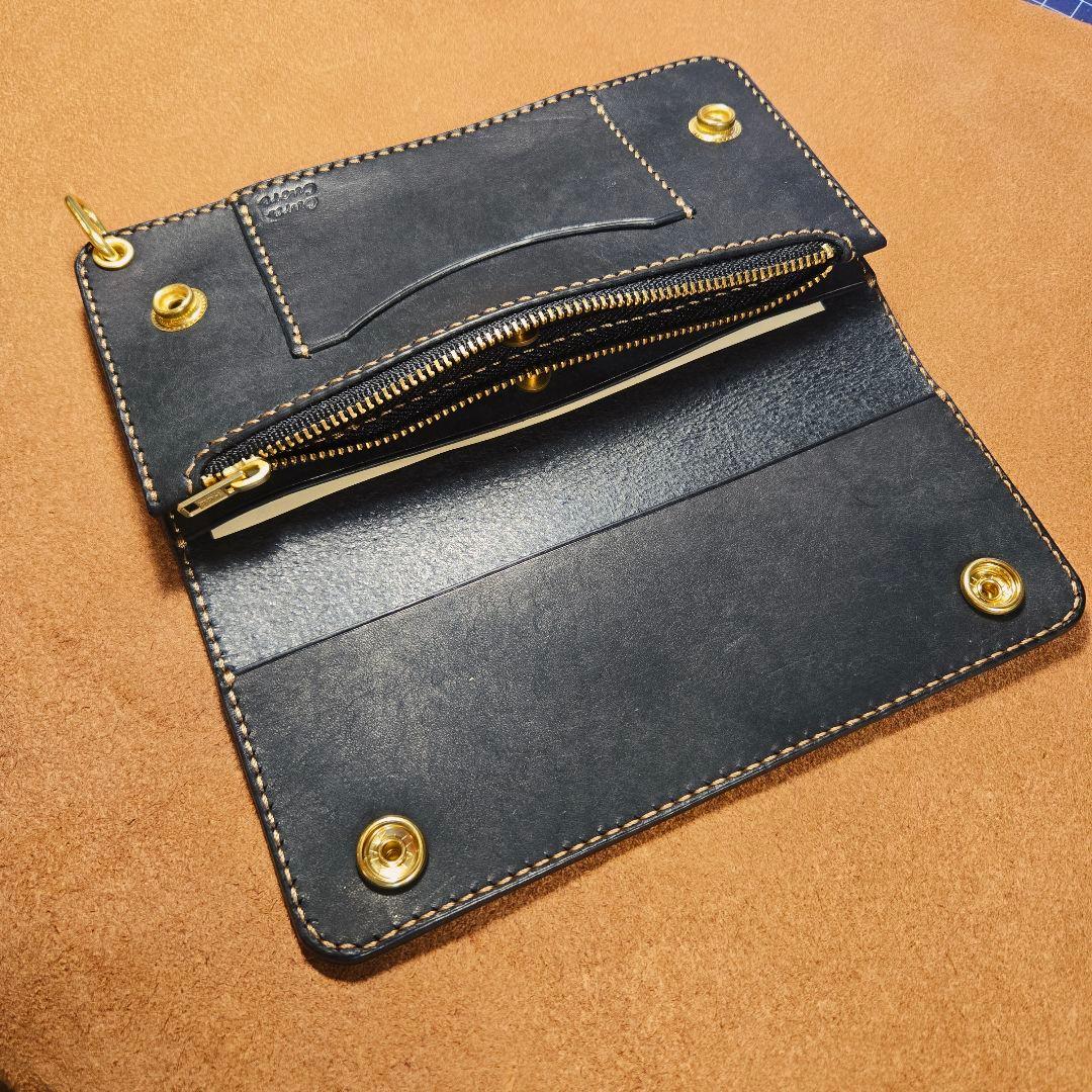 245ロング　トラッカーウォレット イタリアンレザーMARGOT【ブラック】