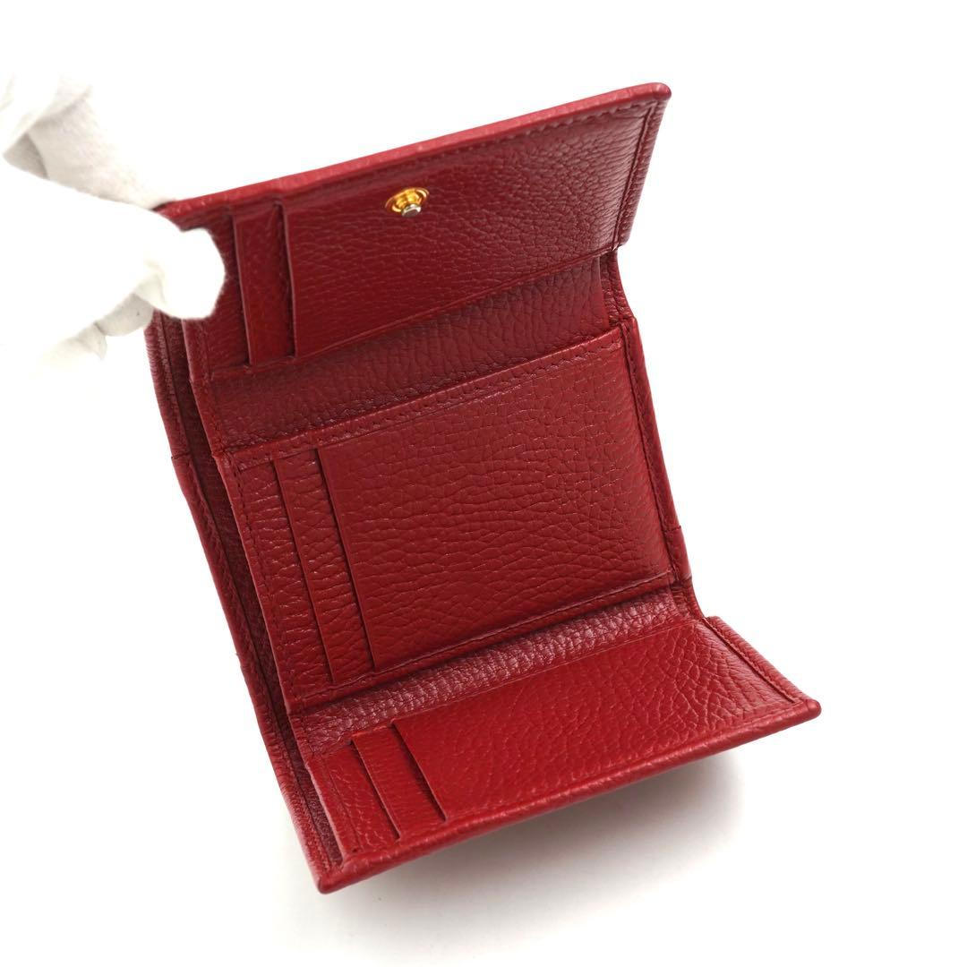 ✨未使用展示品✨　GUCCI ミニ財布　マーモント　GGロゴ 三つ折り　レッド