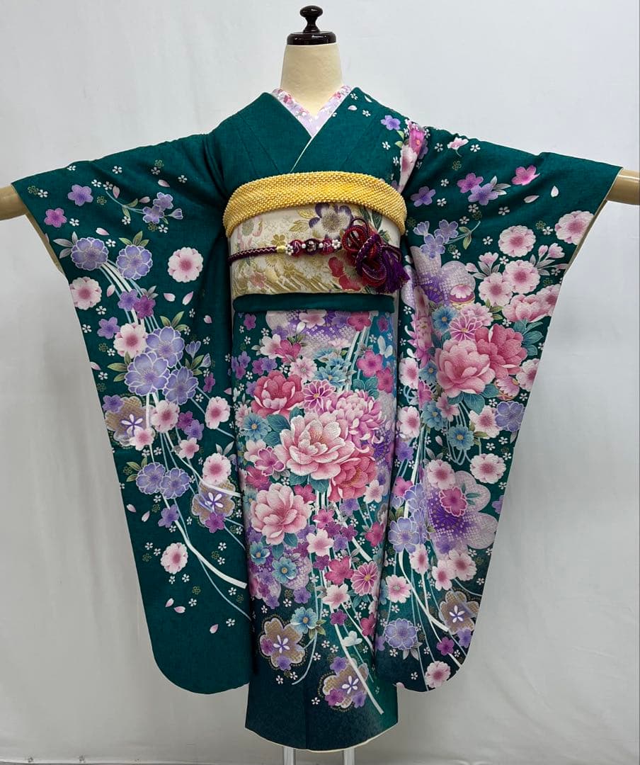 振り袖　フルセット　別誂長襦袢付　金彩加工　成人式　刺繍入り　豪華　598