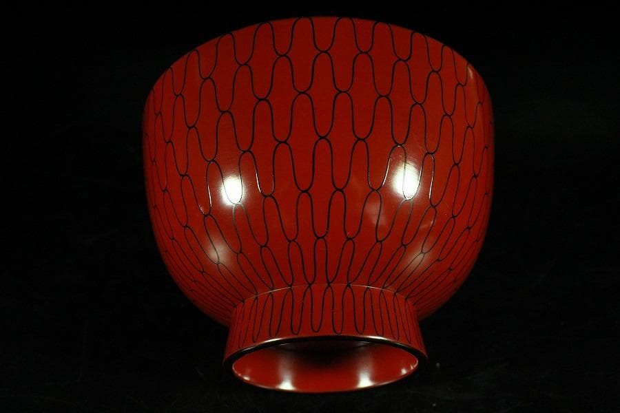 茶道具 網の絵 吸物椀 五客 塗師 宗哲 共箱 古美術(K-YC551)