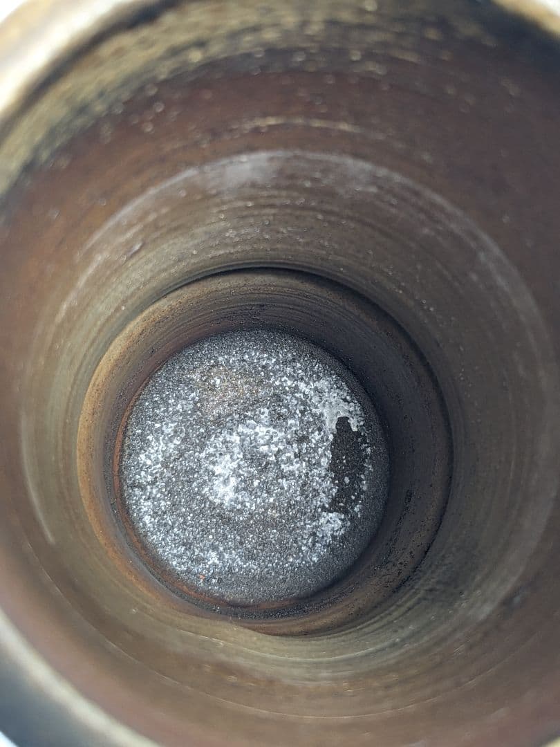 岡山県重要無形文化財 松井與之 備前焼 一輪挿花入 共箱共布 花瓶 花生 花器