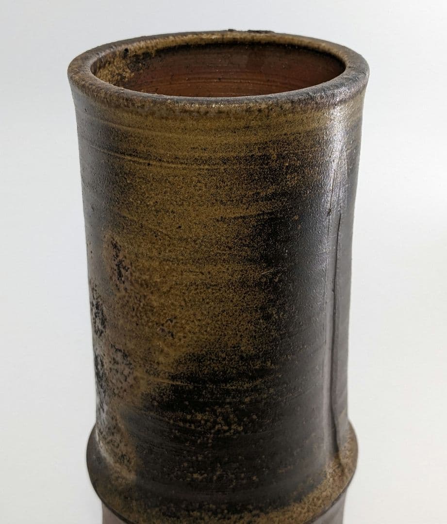 岡山県重要無形文化財 松井與之 備前焼 一輪挿花入 共箱共布 花瓶 花生 花器