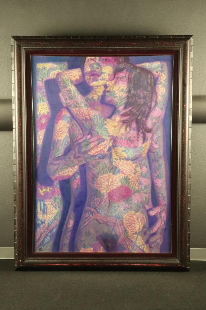 真作保証 稲垣孝二 「合体」 油彩30号 日動画廊取扱大作作品 タトウ箱付