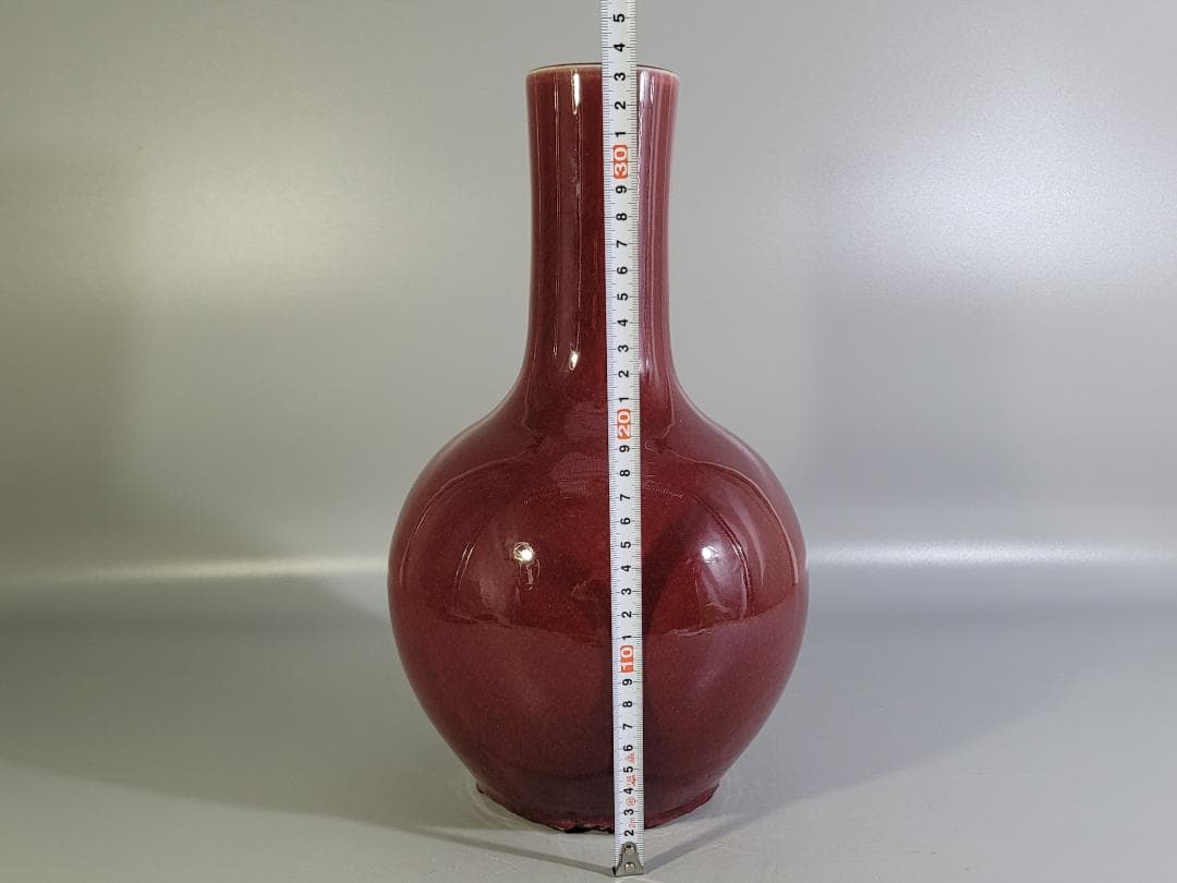 中国美術 紅釉花瓶 賞瓶 DT618