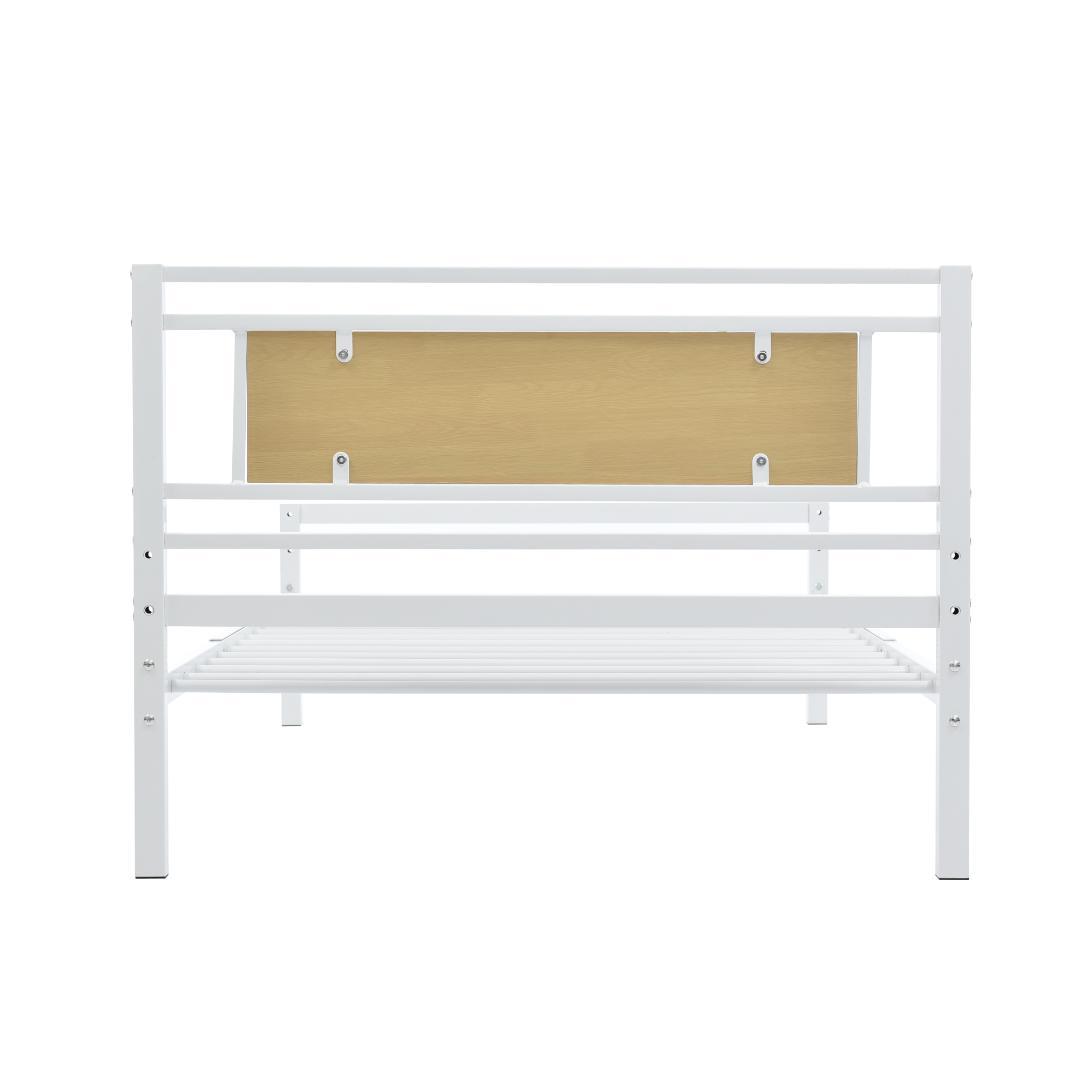 パイプベッド シングル ベッド 宮 三段階高さ調整可 スチール 耐震 WHITE