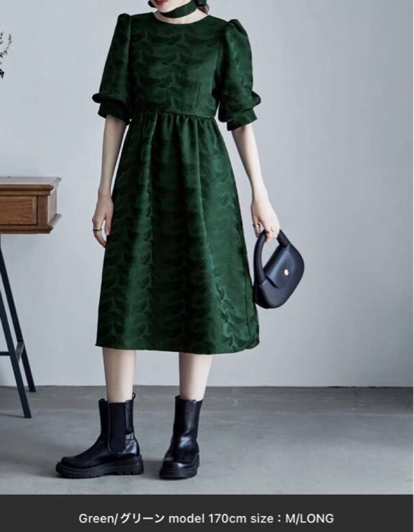 完売品　ジャガードパフスリーブドレス　etoll.