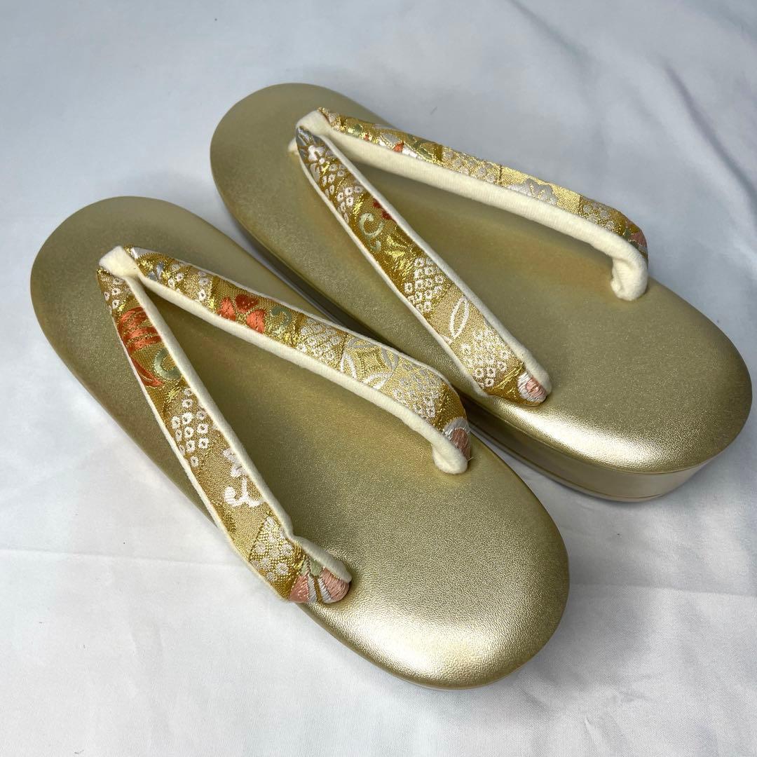 新品　草履　バッグ　セット　フリーサイズ　最高級正絹帯地　ゴールド系　留袖　振袖