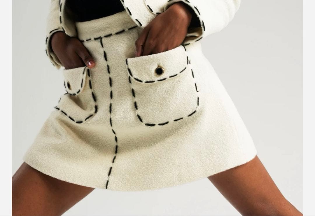 【新品タグ付き】sheller シェリエ　ステッチ　ツイード　キュロット