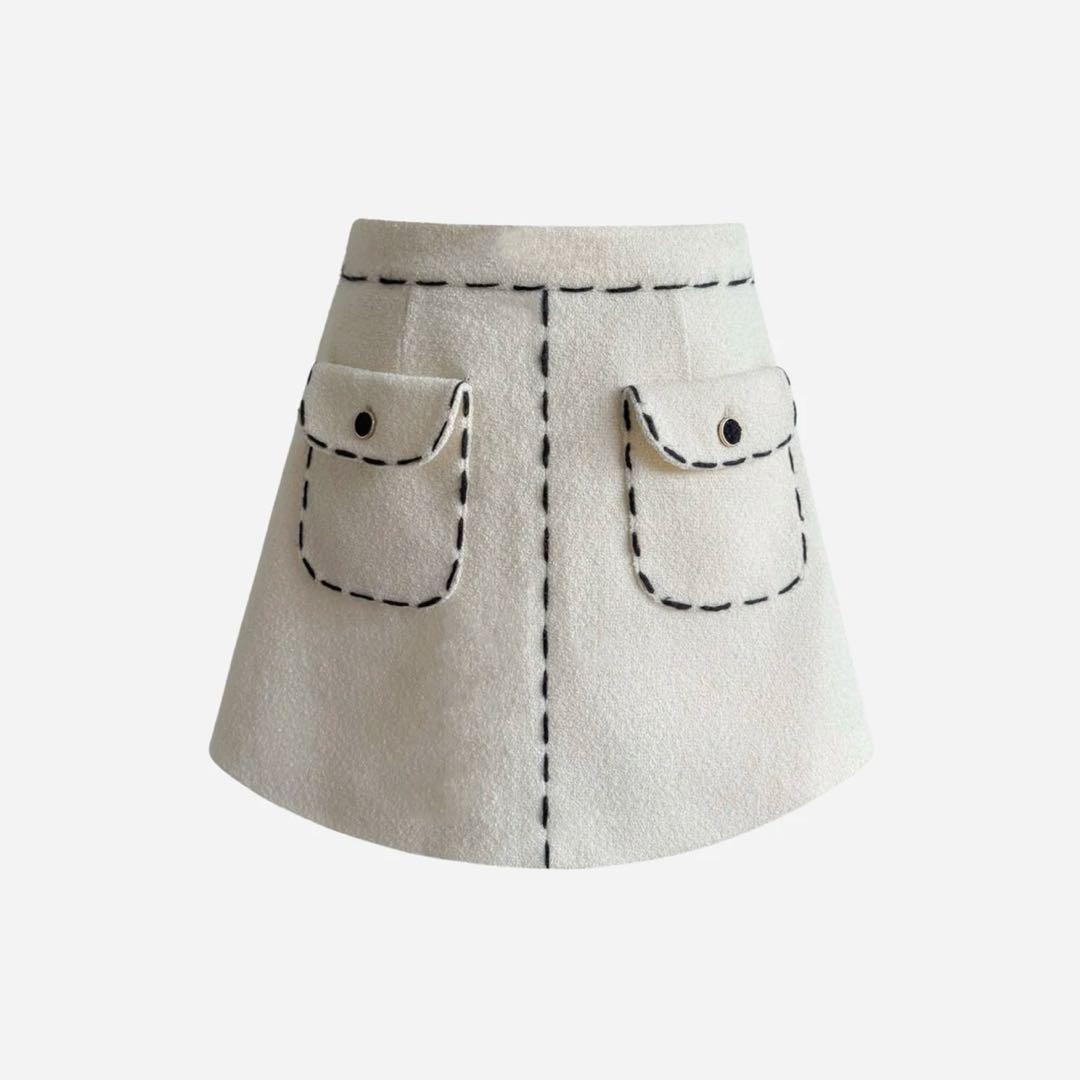 【新品タグ付き】sheller シェリエ　ステッチ　ツイード　キュロット