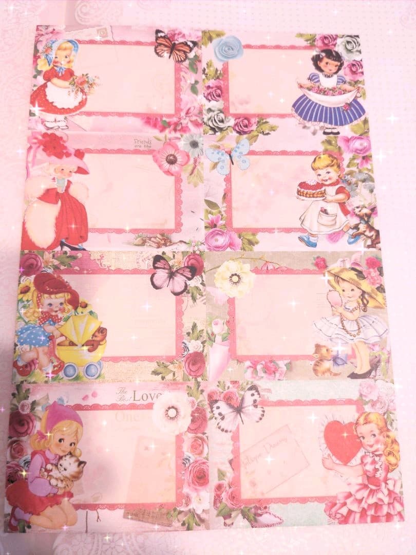 いちごページ♥ガールメモ♥新作ガーリーレトロガール♥可愛いバラメモ♯657