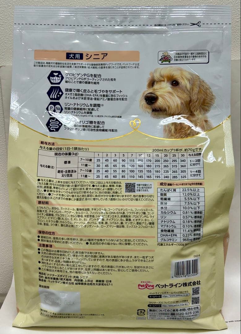 哲さん用 ドクターズDr's Diet シニア犬用ドライフード 3.8kg 5袋