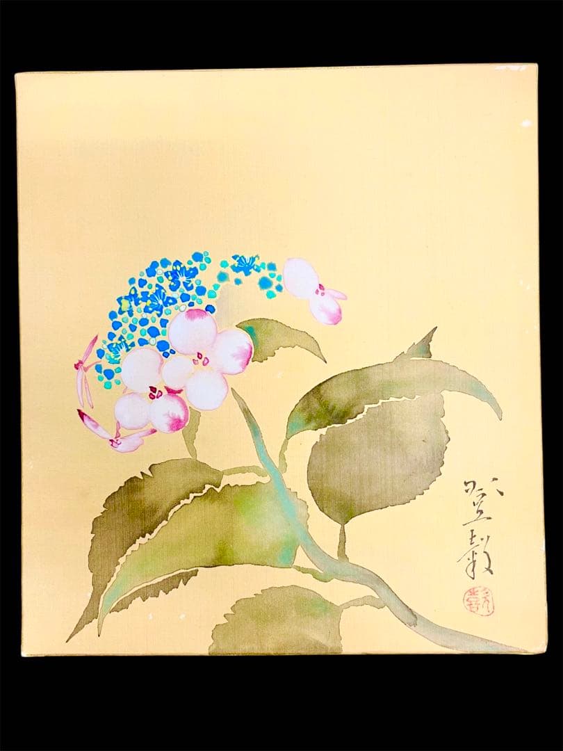 日本画家　吉田登穀　真作　肉筆！絹色紙画