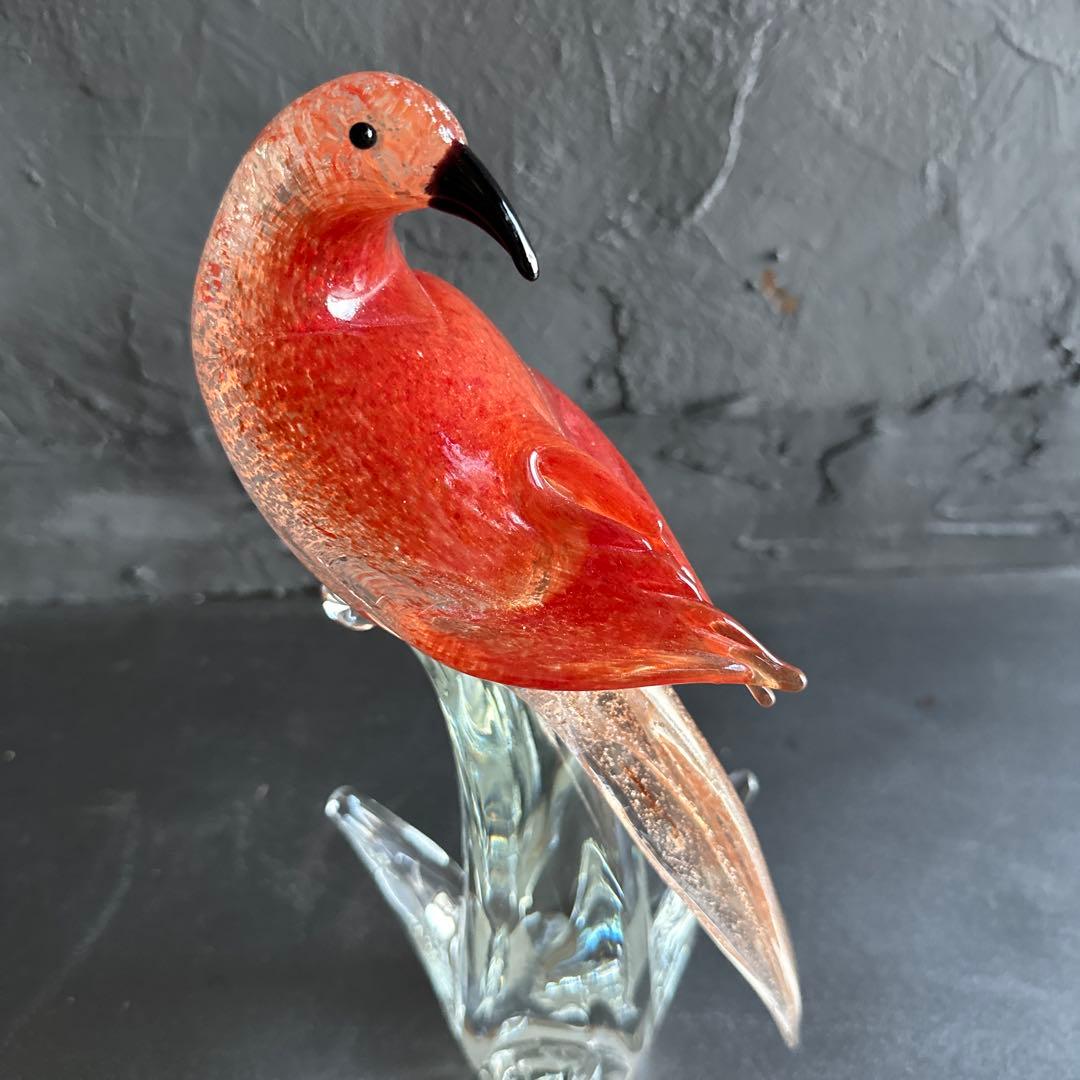 瞬間お値下げ‼️すごい存在感！イタリア製ムラーノガラス　フォルミア社製オウム置物