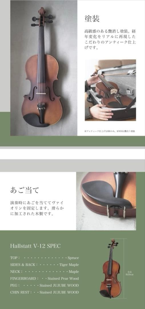 練習用 DVD付きバイオリンセット 艶なしアンティーク仕上げ フルサイズ4/4