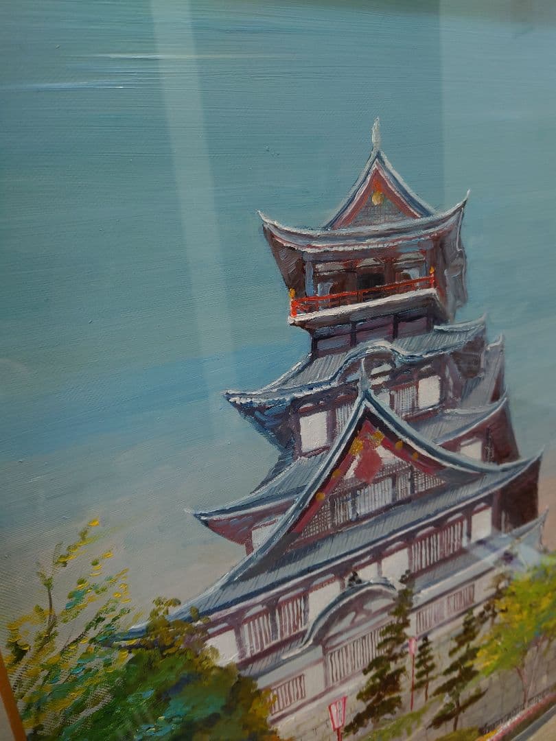 森下一夫 『伏見桃山城』真筆 絵画 油絵