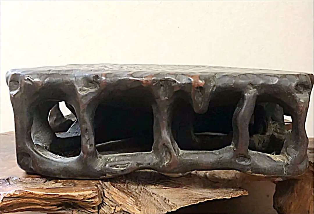 花台 香台 盆栽台 根卓彫り 天然無垢 一刀彫り 44㎝