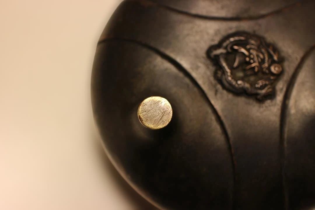 唐物　大明宣徳年製　銅製香炉 ドラゴン彫刻付き　時代保証