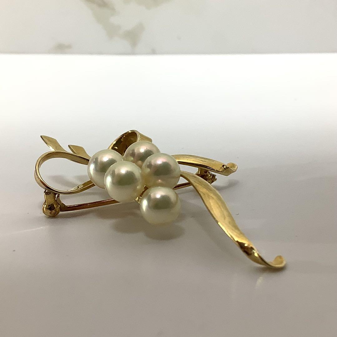 ア*ラ様 美品 MIKIMOTO ミキモト K14 パール ブローチ 愛子様着用