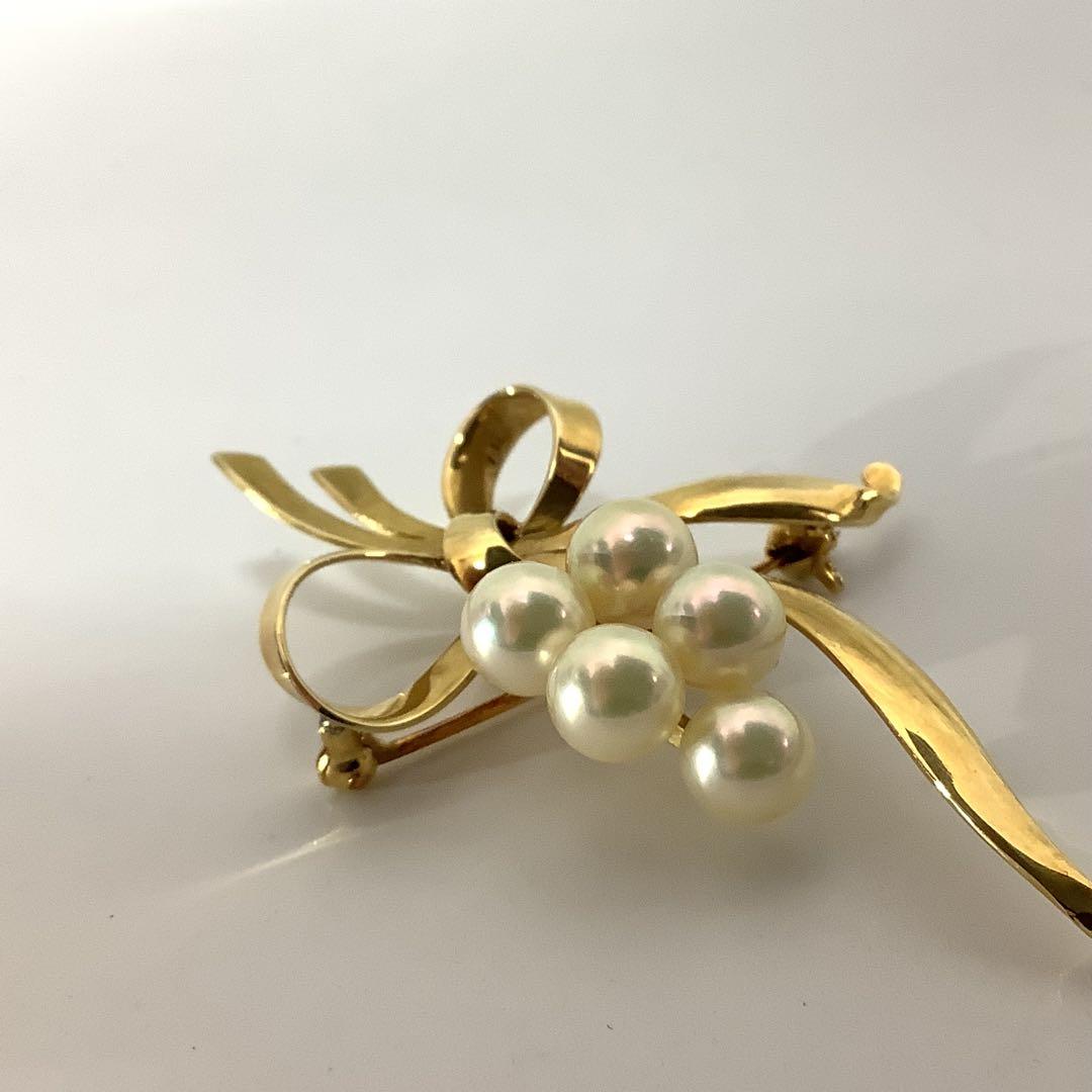ア*ラ様 美品 MIKIMOTO ミキモト K14 パール ブローチ 愛子様着用