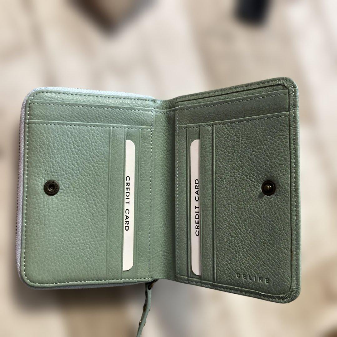 CELINE 二つ折り財布 ミントグリーン