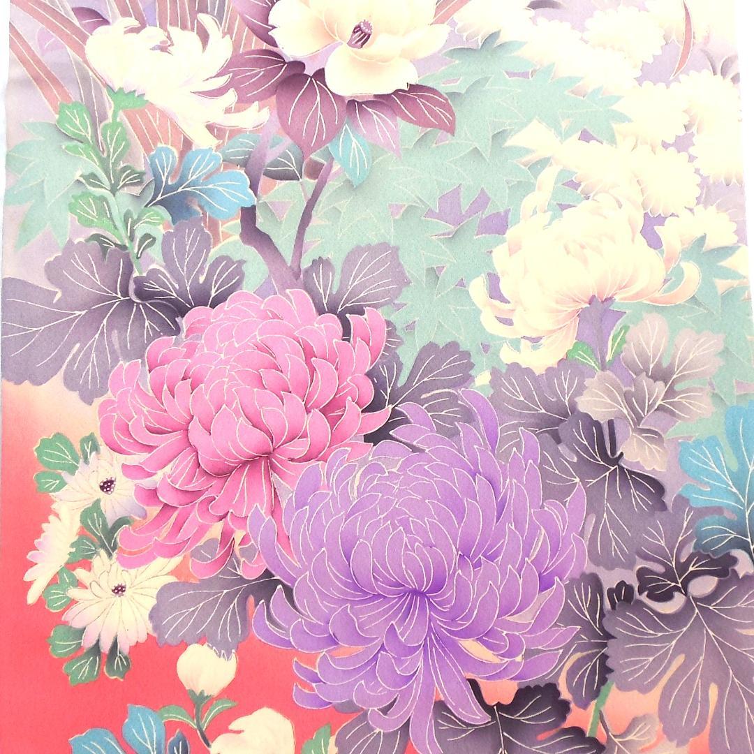 美品★振袖フルセット　正絹　成人式　振袖　7点セット　Mサイズ　ピンク　花柄