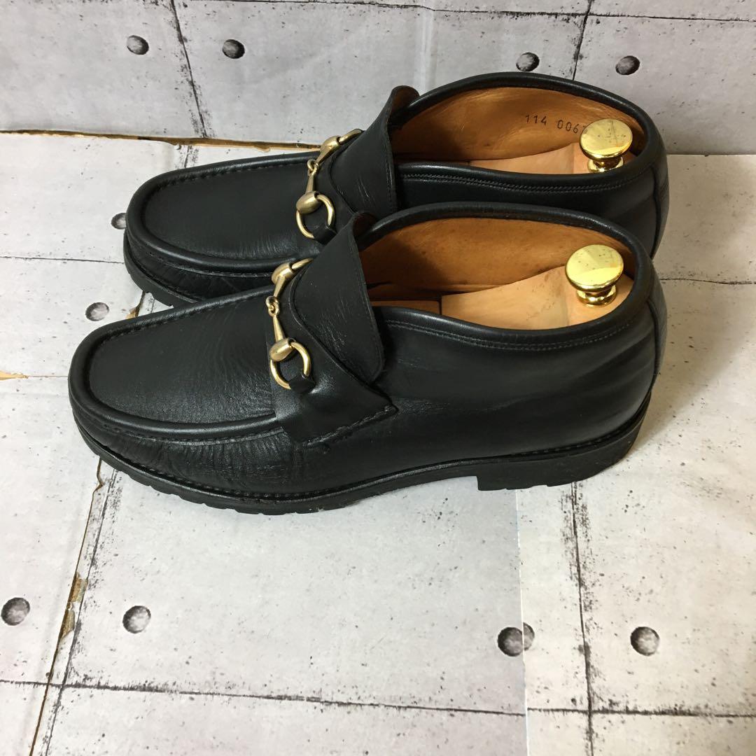 美品　GOCCI グッチホースビットモカシン　ブラック42E 27.0cm