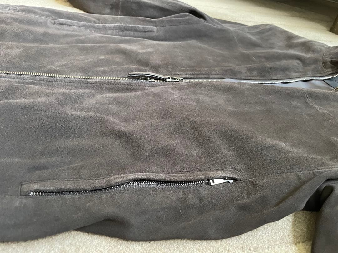 ［極美品/特価］セオリー　レザージャケット やぎ革　 スエード　ダークブラウン