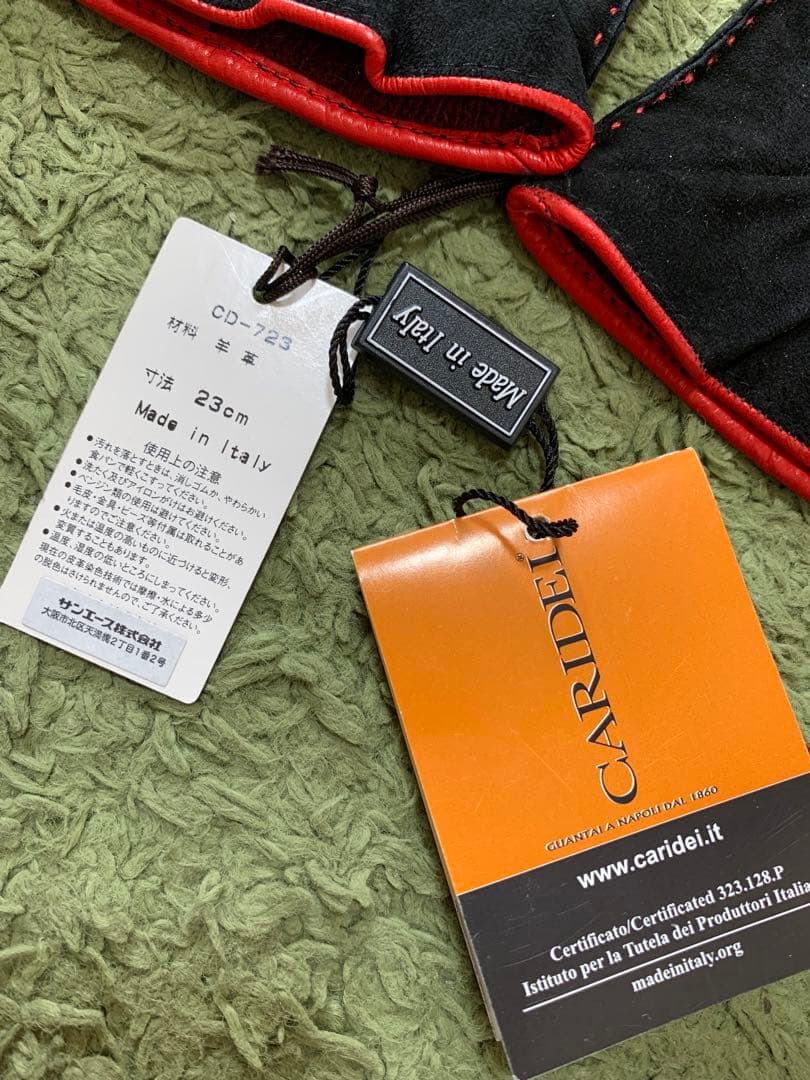 CARIDEI（カリデイ）レザーグローブス羊革レ手袋イタリア黒新品タグ付き