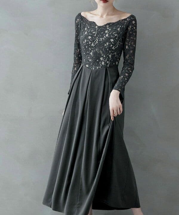 エトル バレエネックスカラップレースドレス