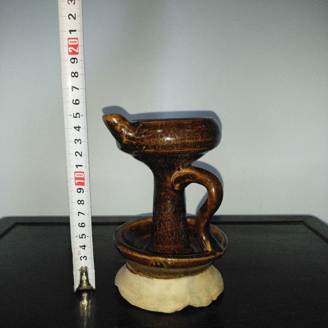 NO596 さつま飴釉灯器　江戸　灯火器　灯火具　時代物