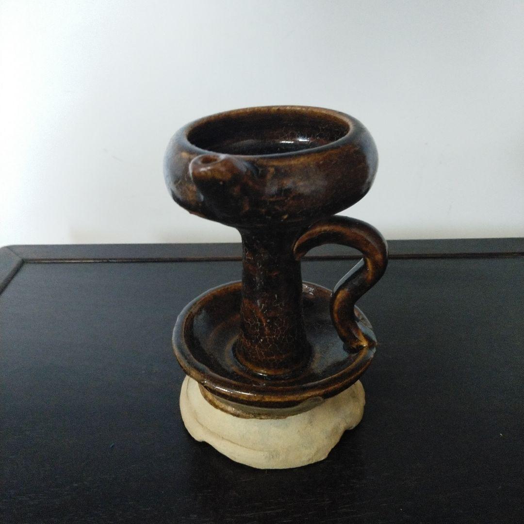 NO596 さつま飴釉灯器　江戸　灯火器　灯火具　時代物