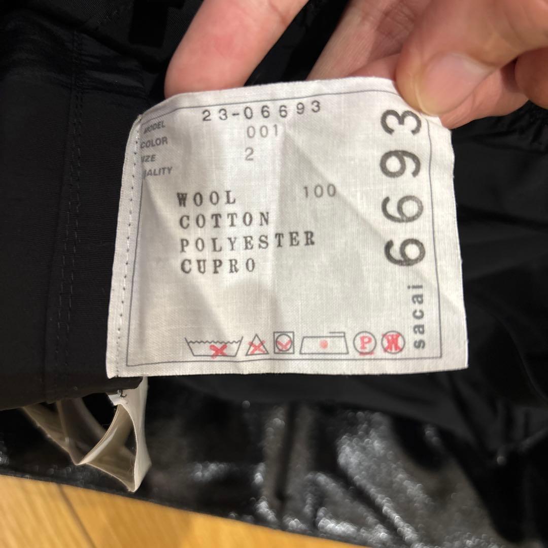 サカイ Sacai コーティングウール スリット パテント スカート ブラック
