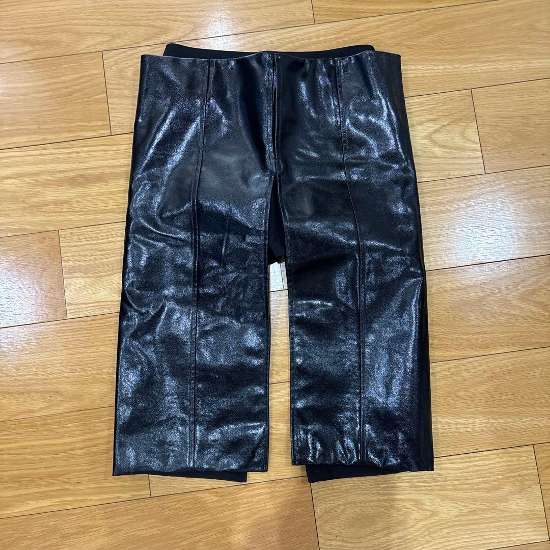 サカイ Sacai コーティングウール スリット パテント スカート ブラック