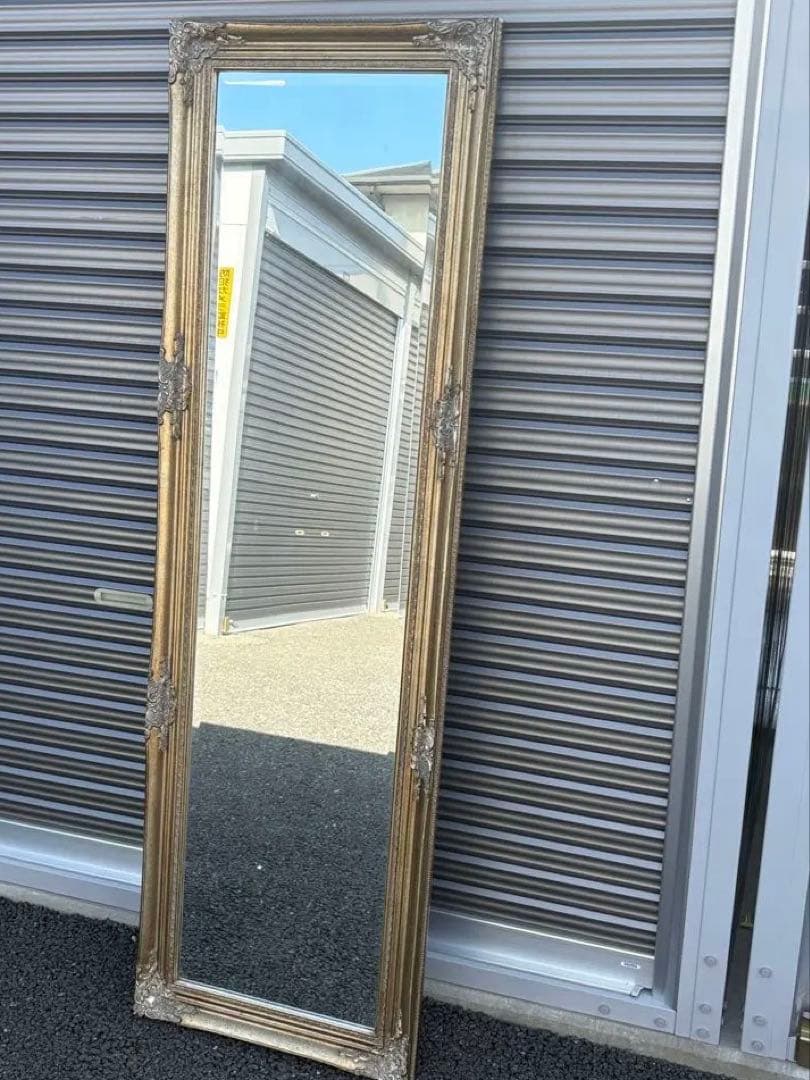 【直接引取り限定】アンティーク調　スタンドミラー　姿見　壁掛け　鏡　ロココ調