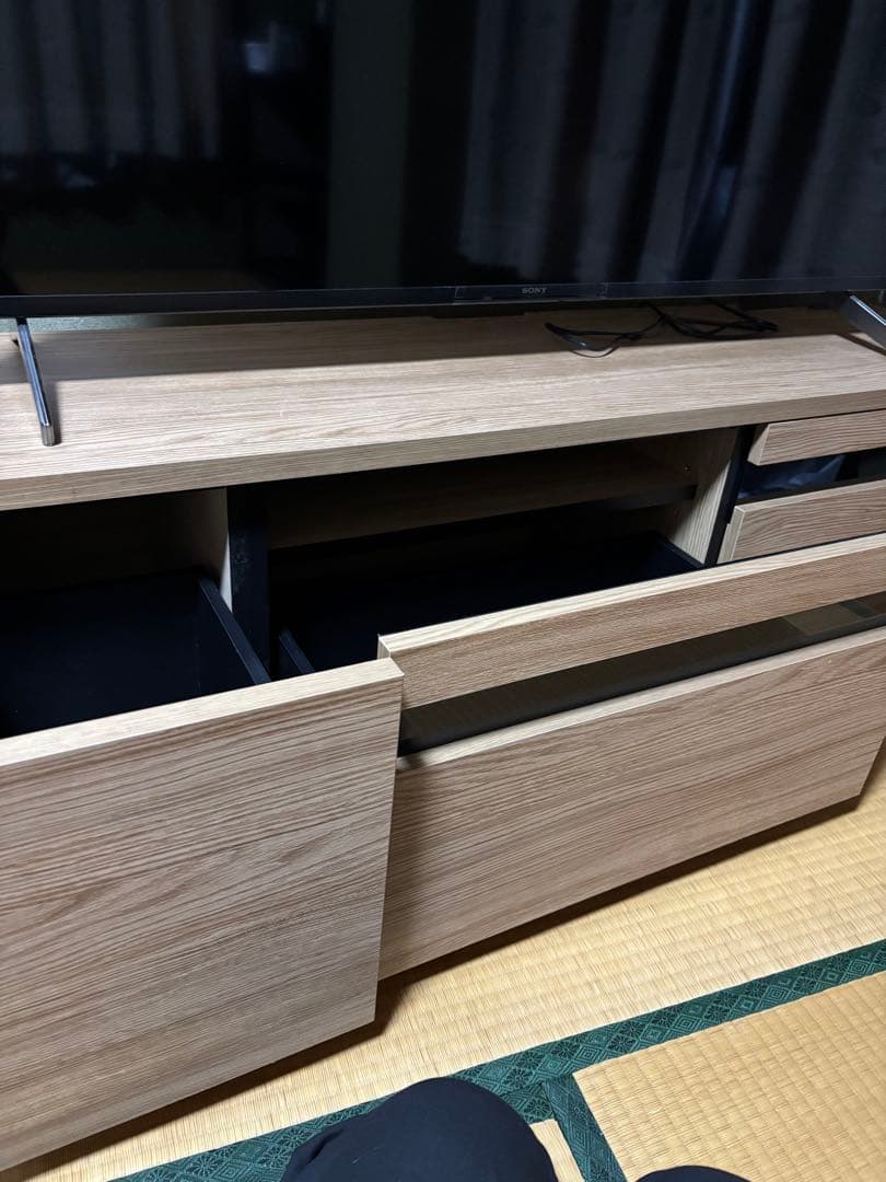 ナチュラルウッド テレビボード横150cm コンセント付き