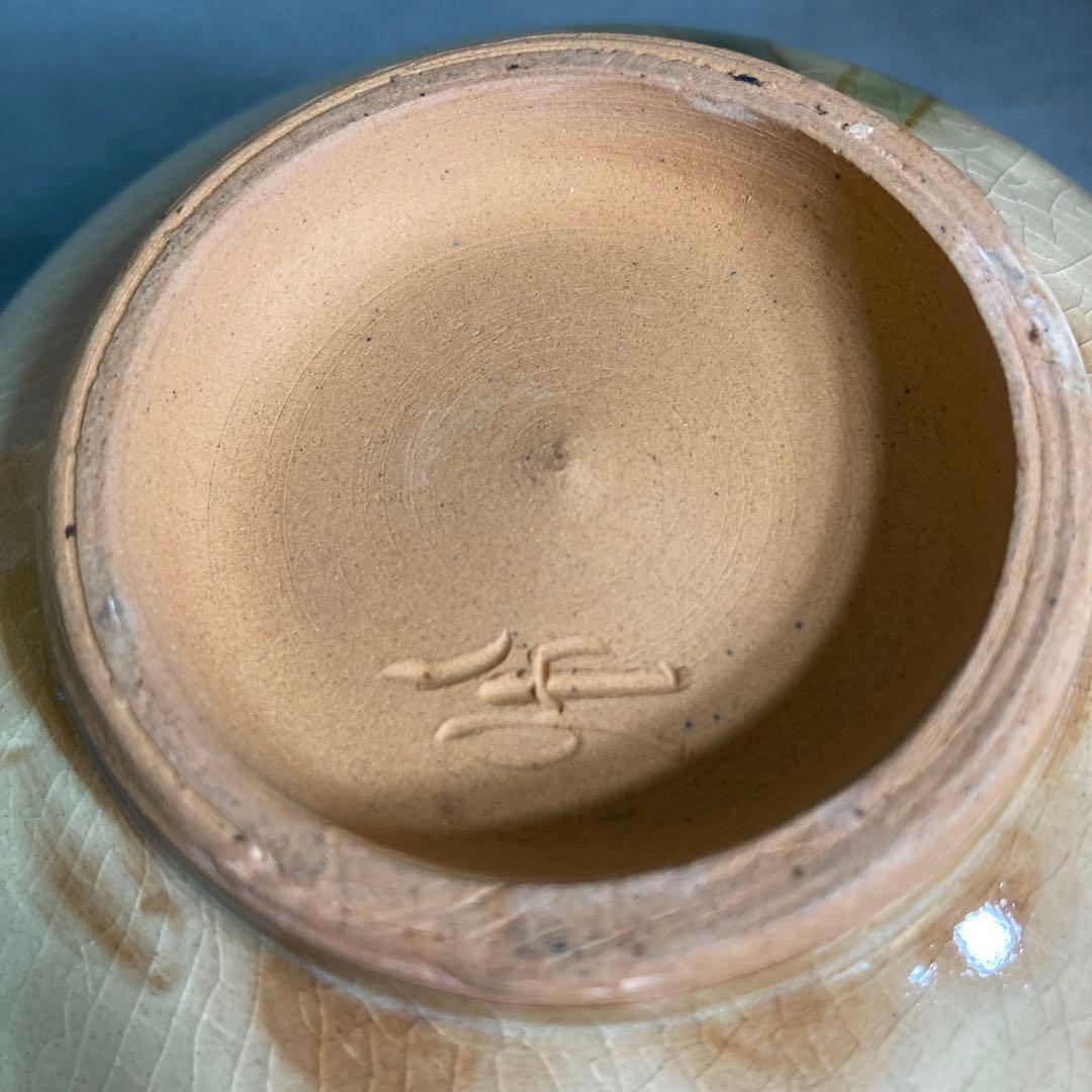 【横石臥牛】現川焼の伝統　重要無形文化財　十三代横石臥牛作　刷毛目竹図文　茶盌