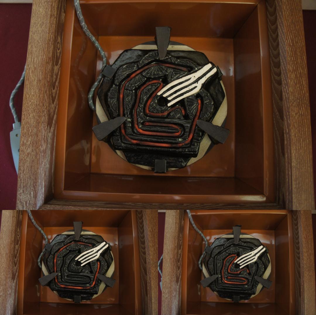 Cle様☆美品 桑色置炉 在銘 万代屋釜 置炉用600W 炭型 電熱器送料込み