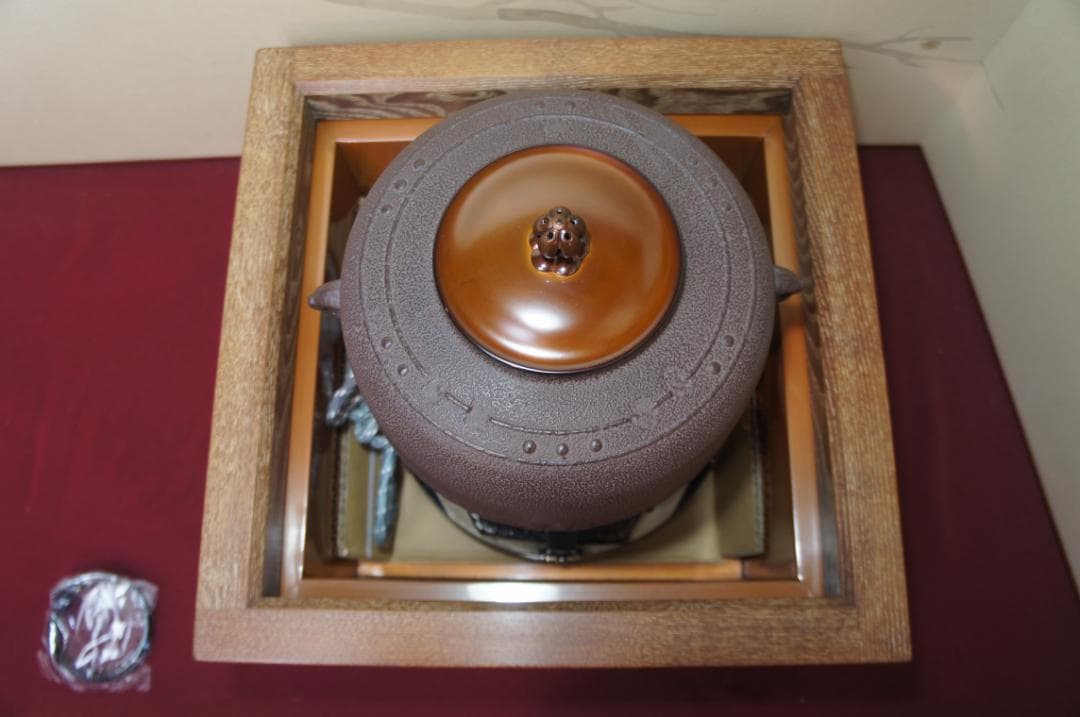 Cle様☆美品 桑色置炉 在銘 万代屋釜 置炉用600W 炭型 電熱器送料込み