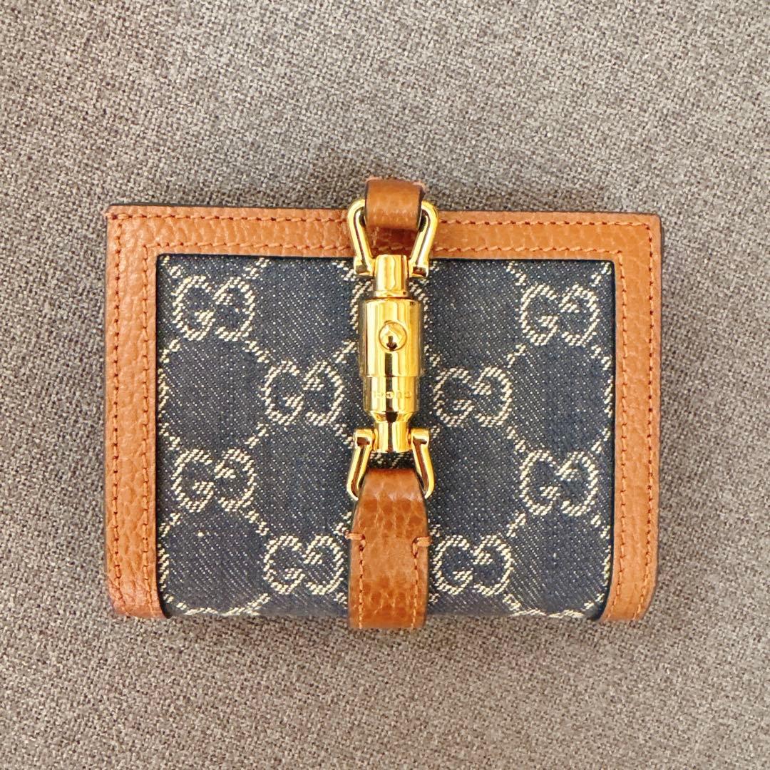 GUCCI グッチ GGデニムジャッキー 1961 ミニウォレット 二つ折り財布