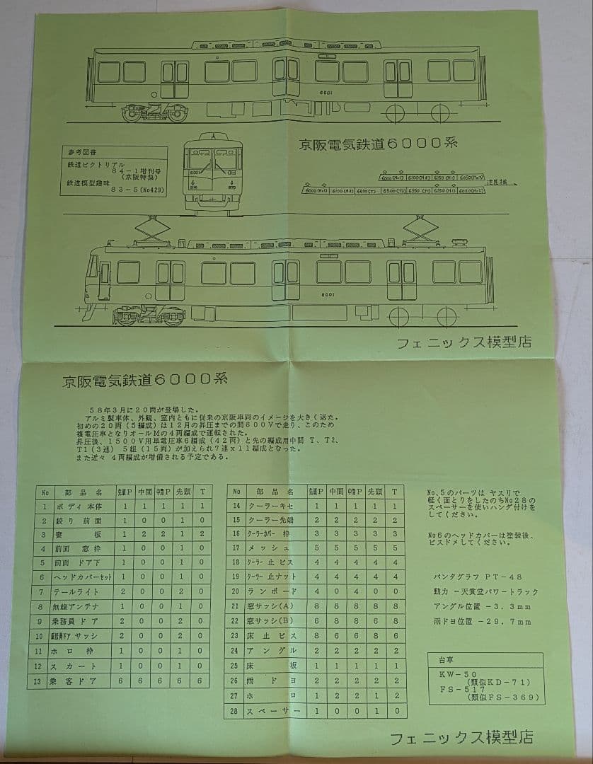 未開封 フェニックス 京阪電気鉄道6000系4両セット＆別売り床下器具セット