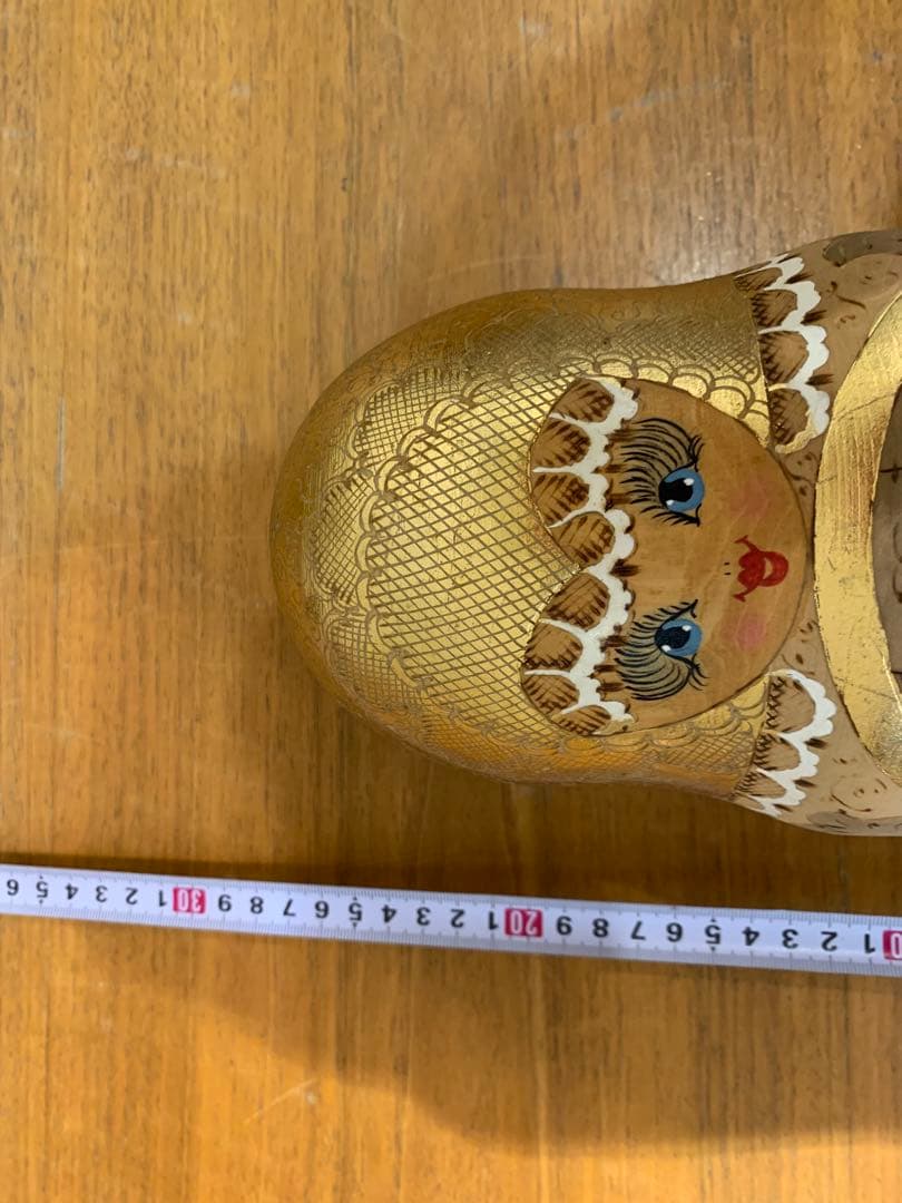 k0817-03★マトリョーシカ 金色彩色 工芸品 ロシア