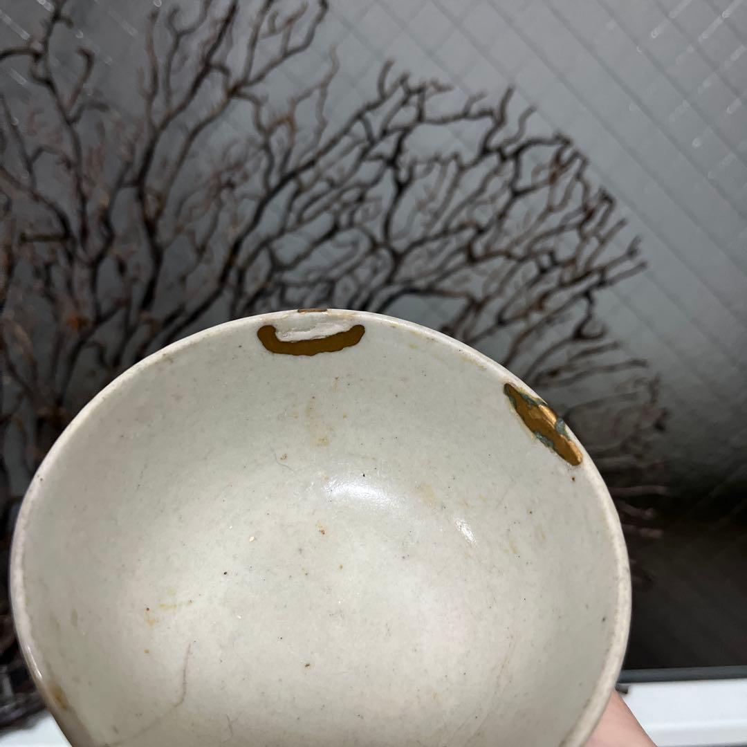 骨董　古伊万里　波佐見焼　染付　くらわんか　茶碗　１客　※金継ぎ直しあり